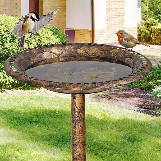 ZENY Outdoor Garden Bird Bath 28Inch Weather Resistant Polyresin Birdbath, Bronze