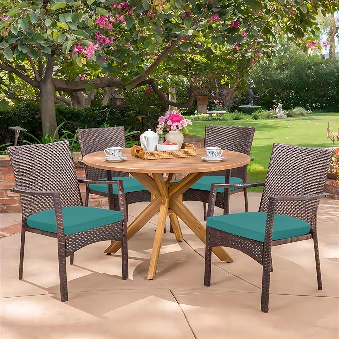 HARBOREST Outdoor Chair Cushions Set of 4, Water Resistant Patio Chair Cushions with Ties, Outdoor Seat Cushions for Patio Furniture, 17"x16"x2", Teal