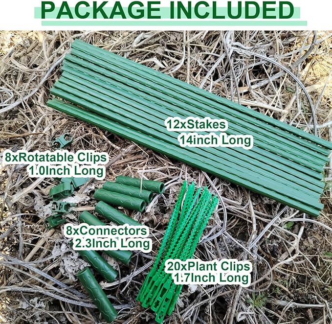 Garden Stakes 14 Inch 48 Pack, DIY 4ft 5ft 6ft 7ft 8ft Tomato Stakes Plastic Coated Metal Plant Sticks Stakes Supports for Indoor Outdoor Plants Vegetable