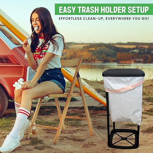 Roamix Collapsible Trash Can with Carrying Bag – Foldable Indoor/Outdoor 13 Gallon Garbage Bin for Camping, Parties, Home & Events – Quick Assembly Pop-Up Trash Holder