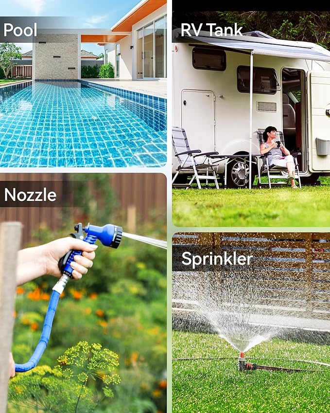 RAINPOINT Water Flow Meter, ±5% Accuracy, Measure Consumption and Flow Rate up to 9999.9 Gallon/Liter, Water Meter for RV, Garden Hose, Pool, Lawn Sprinkler & Nozzle Sprayer