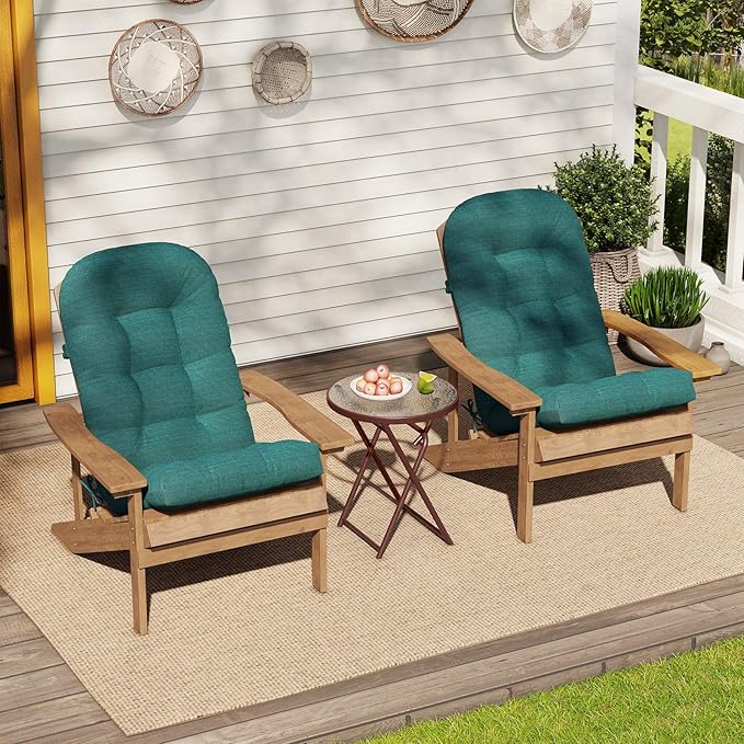 Crestlive 50x20x4 Inch Adirondack Chair Cushion Outdoor Rocking Chair Cushions Water & Fade Resistant High Back Patio Chair Cushions Set of 2 Thick Patio Replacement Cushion, Malachite