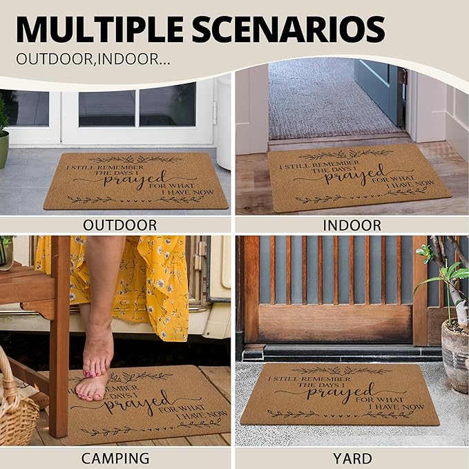 Christian Door Mat Doormat, Bible Verse Welcome Front Door Mat Indoor Outdoor Entrance, Religious Artificial Coir Doormats Rugs for Porch Entryway Home Decor 30x17in