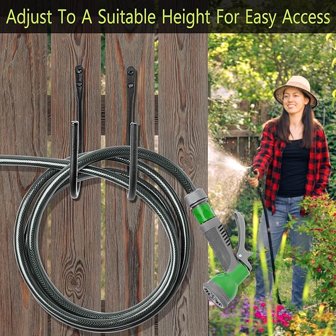 Garden Hose Holders Mount: Wall Mount Hose Hangers for Outside - 2Pcs Rust-Proof Water Hose Racks Hanging Hooks for Outside Garden Expandable Hose