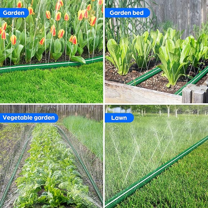 Jin&Bao Sprinkler Hose with Holes 75FT, Heavy Duty Watering Garden Hose, High-Efficiency Sprinklers System for Lawn and Garden with Staples