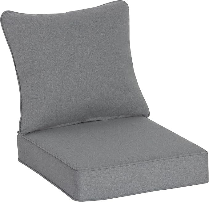 COZYVIDA Outdoor Deep Seat Cushion Set of 2, 22"x24" Seat & 23"x19" Back, C0 Water-Resistant Breathable Fabric, UV-Resistant 1000+ Hrs, 30D Foam with Recycled Fiber Fill,Light Grey