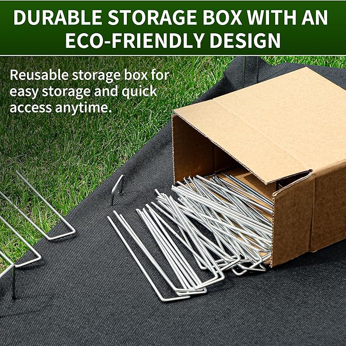 HOOPLE 4 Inch 100 Pack Galvanized Landscape Staples 12 Gauge Garden Stakes Landscaping Fabric Pins Anti-Rust Yard Stakes for Decoration Weed Barrier, Irrigation Tubing, Lawn Fabric & Greenhouse
