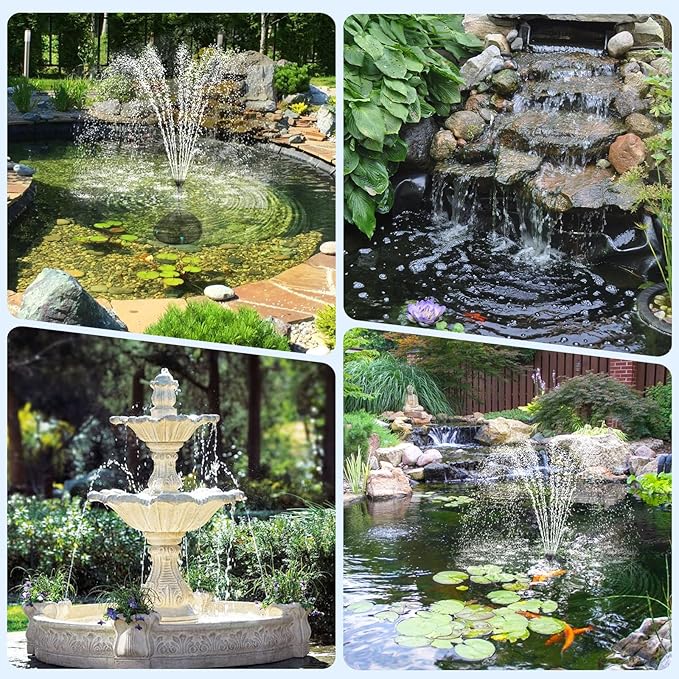 POPOSOAP Pond Filter Pump Fountain Kits with UV Clarifier, 660GPH/40W Pond Pump and Filter Kit for Outdoor Ponds Clearing Koi Pond Garden Fish Tank Aquarium Water Features