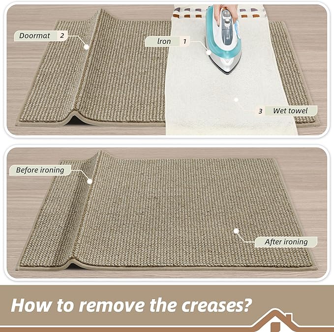 BEQHAUSE Dirt Trapper Door Mat 24" x 60", Non-Slip Washable Doormats Entrance Mat, Dirt Resistant and Absorbent Welcome Mat, Low Profile Floor Mats for Front Back Door and Entryway, Light Beige