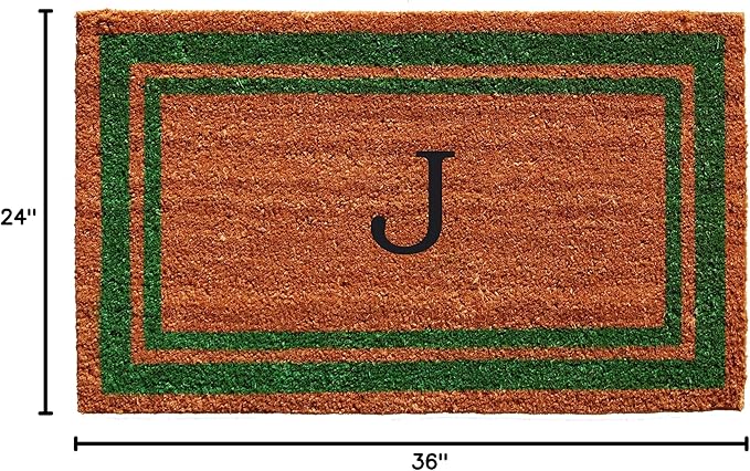 Calloway Mills Green Border 24" x 36" Monogram Doormat (Letter J)