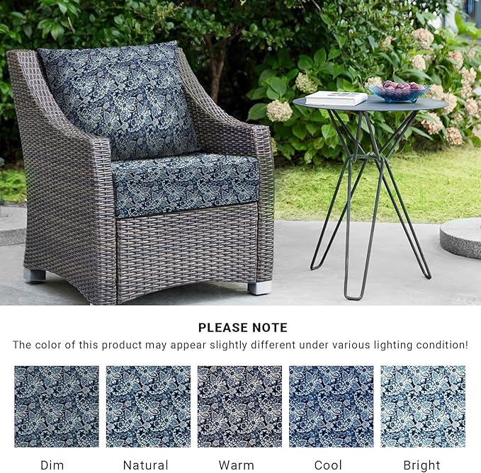 Outdoor Cushions for Patio Furniture,Outdoor Seat Cushion Set 24 x 24 x 4 Inch,Waterproof & Fade Resistant Outdoor Chair Cushions,Deep Patio Chair Cushion with Removable Cover,Green Paisley