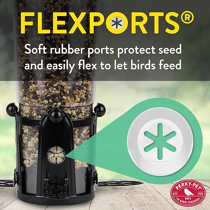 Perky-Pet Squirrel-Be-Gone Max Large Wild Bird Feeder with Flexports - Squirrel Proof Bird Feeder with Weight-Activated Perches - 3 lb Seed Capacity, 333-1SR Perky Pet