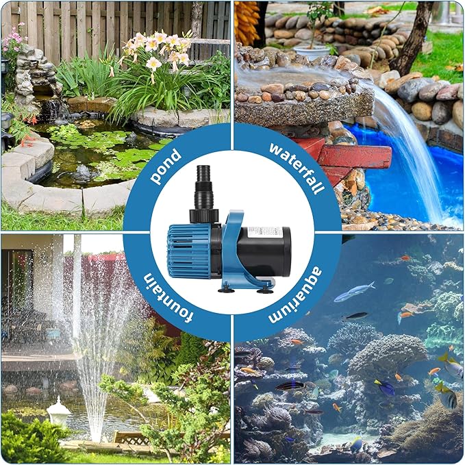 2700GPH Pond Pumps for Outdoor Ponds, 180° Adjustable Flow Direction, 120W Ultra-Quiet Water Fountain Pump with 20ft Cord & Debris Barrier Bag, Waterfall Pump, UL listed