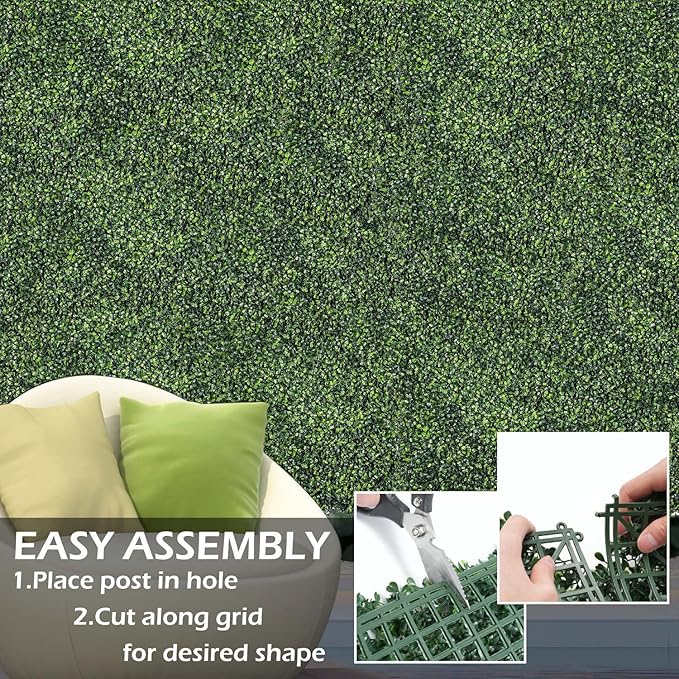 Grass Wall Panels Backdrop, 20"x 20"(12Pcs) Faux Boxwood Panels for Outdoor Indoor Green Wall Decor, Party Wedding Garden Fence Decorations