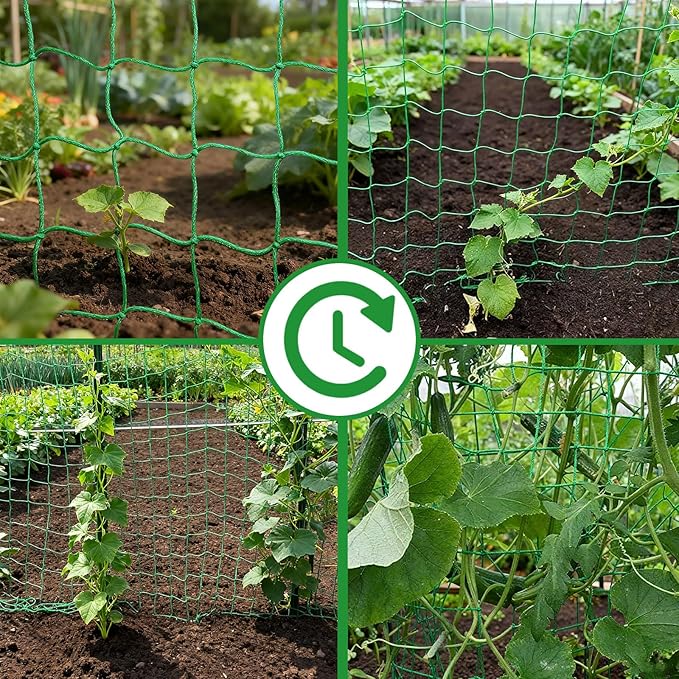 6.6x16.4FT Trellis Netting for Climbing Plants,Trellis Netting with Plant Clips, Heavy-Duty PE Trellis Net for Cucumber, Tomato, Vegetables, Fruits, Sweet Pea Plants