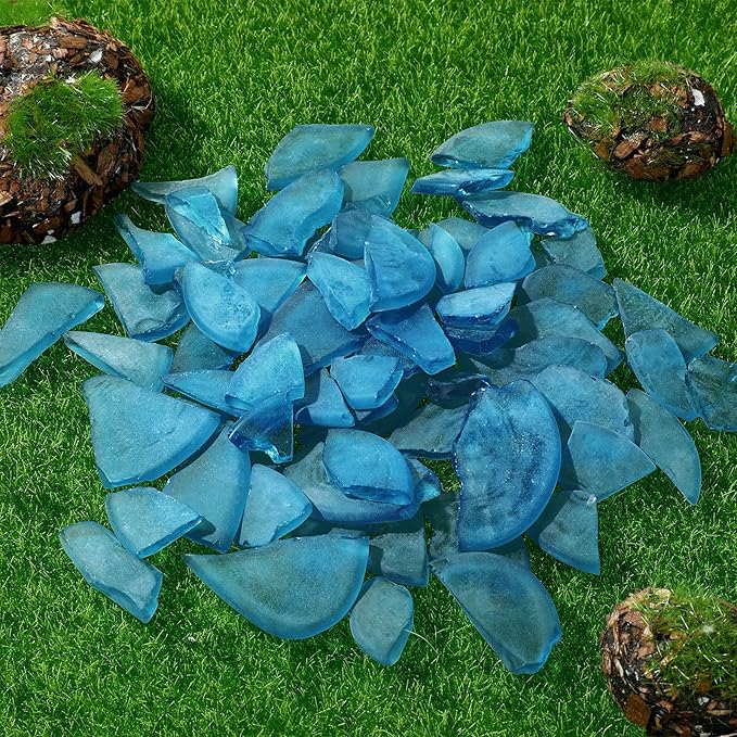 Jetec 11 oz Sea Glass for Crafts Pieces Decor Flat Frosted Sea Glass Vase Filler Crushed for Beach Wedding Party Decor Home Aquarium DIY Craft Supplies(Ocean Blue)