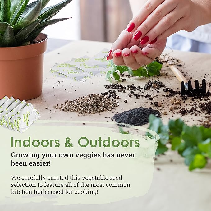 Garden Pack 20 Vegetable Seeds Varieties – High Yield Garden Seeds for Planting Vegetables – Over 8,000 Premium, Non-GMO Heirloom Seed for Outdoor & Indoor Garden