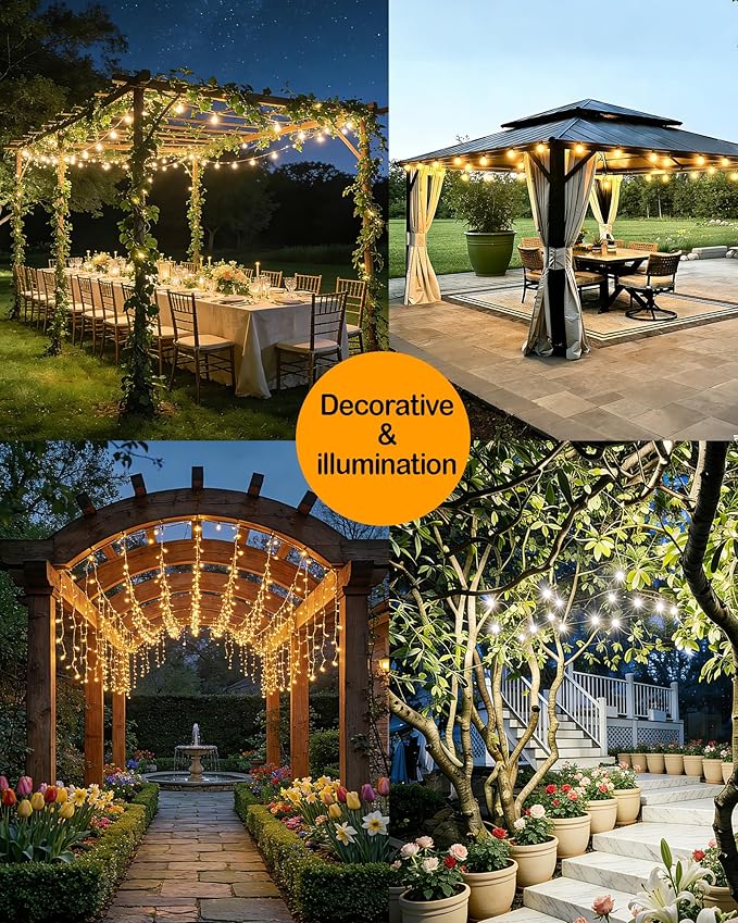 25FT Outdoor String Lights for Patio, Balcony & Porch – 16 LED Edison Bulbs (1.6FT Spacing), Dimmable Heavy-Duty Patio Lights for Backyard, Gazebo, Bistro, Camping, Party and Garden Decor