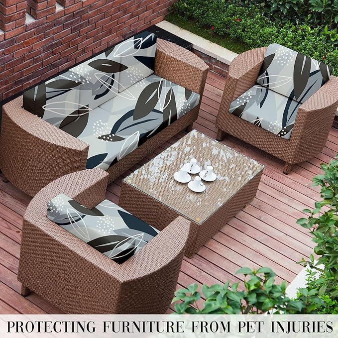 8Pcs Outdoor Cushion Covers, Patio Cushion Covers,Stretch Elastic Slipcovers, Replacement Washable & Reusable Furniture Protector for Patio Couch (Iceland-Pattern,Cover Only)