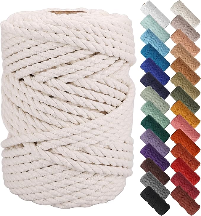 NOANTA Natural Macrame Cord 8mm x 54Yards, Beige Macrame Rope, Cotton Cord for Wall Hanging, Plant Hangers, Christmas Crafts, Knitting