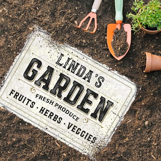 Custom Garden Fresh Produce Sign, Personalized Rustic Name for Backyard, Farm and Décor Sign, 10x14 Inches, Rust Free .040 Aluminum, Fade Resistant, Made in USA by Sigo Signs