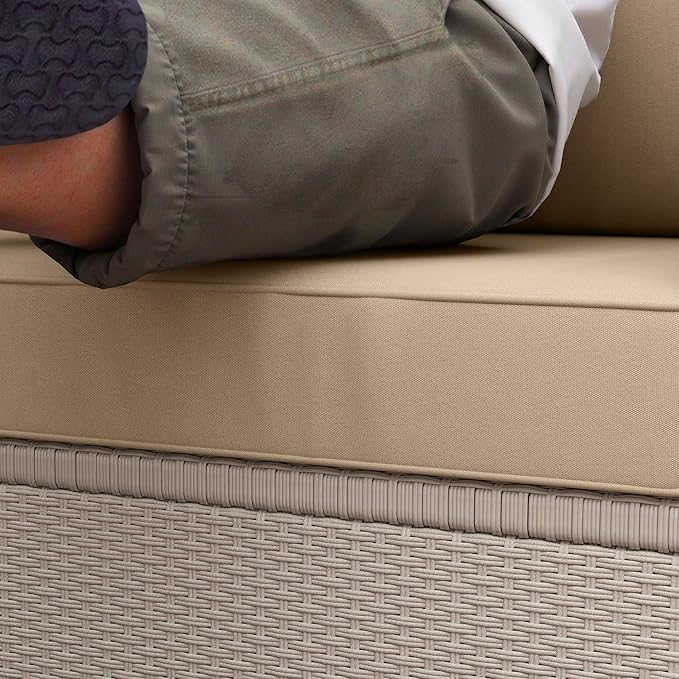 Outsunny 2 Seat Patio Furniture Cushions, 46x26x5 in, Thick Outdoor Loveseat Cushion Set with Removable Cover, Fade-Resistant Replacement Cushions for Outdoor Furniture, Couch, Bench, Swing, Beige