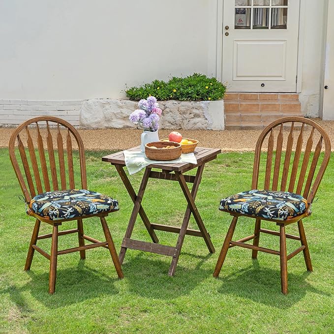 HARBOREST Outdoor Chair Cushions Set of 6, Water Resistant Patio Chair Cushions with Ties, Outdoor Seat Cushions for Patio Furniture, 17"x16"x2", Philomel