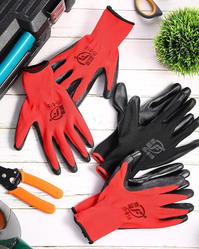 Nuogo 24 Pairs Gardening Gloves for Men Women Rubber Coated Landscaping Work Gloves Safety Work Construction