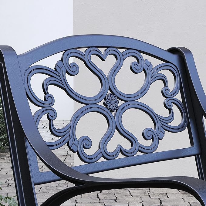 Homestyles Sanibel Black Stationary Cast Aluminum Outdoor Dining Chair, 2 Piece Patio Chairs, Set of 2 Garden Chairs with Armrest & Backrest for Garden Patio Pool Beach Yard, Black