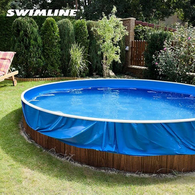 Swimline LI184820 18 Inch Solid Blue Round Above Ground Swimming Pool Overlap 20 Gauge Vinyl Liner for 48 to 52 Inch Pools with Sun Protection