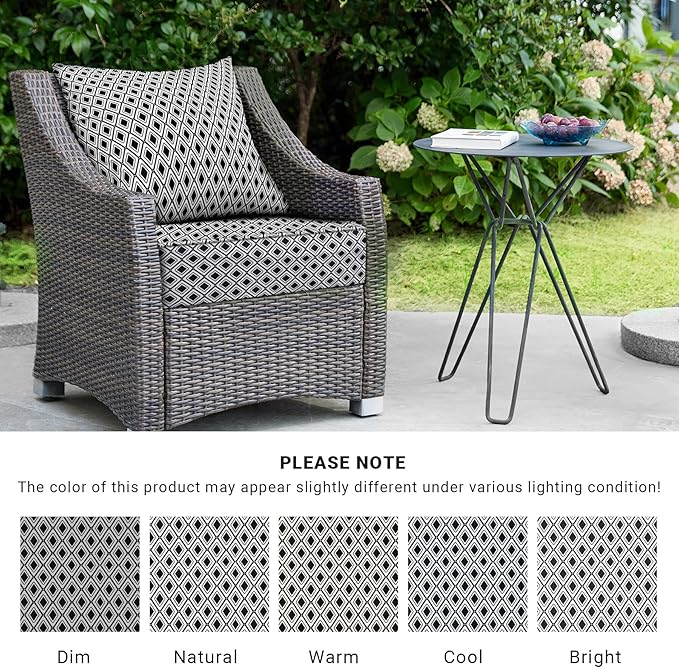 Outdoor Cushions for Patio Furniture,Outdoor Seat Cushion Set 24 x 24 x 4 Inch,Waterproof & Fade Resistant Outdoor Chair Cushions,Deep Patio Chair Cushion with Removable Cover,Black Geometry