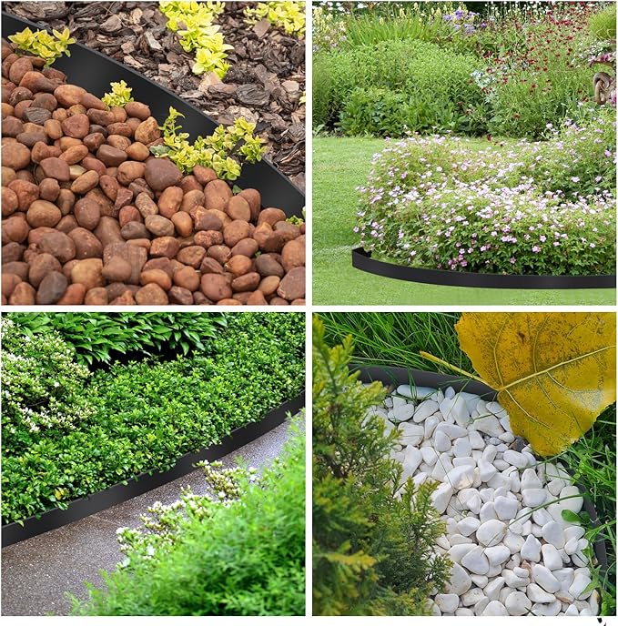 Garden Edging 30ft Black Landscape Edging, 30 Spikes for Lawn 2 Inch Tall