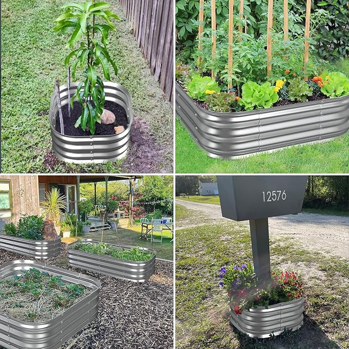 Galvanized Raised Garden Bed for Gardening - 48x48x11in Large Thickened Metal Planter Box Outdoor for Vegetables, Flowers,Herbs,Above Ground Garden Containers Square