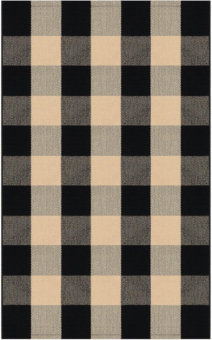 IOHOUZE Buffalo Plaid Checkered Rug 27.5 x 43 Inches Front Door Mats, Washable Area Rugs for Front Porch Welcome Mats Indoor Outdoor, Entryway Door Rug for Entryway, Home Entrance, Tan Black
