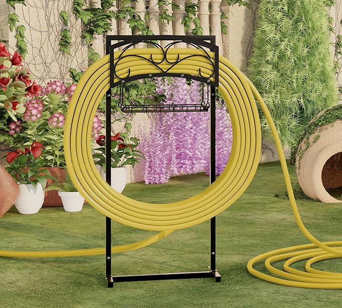 Fire Beauty Garden Hose Holder,Freestanding Water Hose Holder,In ground Hose Rack Organizer for Outdoor,Detachable Water Hose Holder Stake,Hose Reel Stand,Hose Hanger Rack for Outside Lawn Yard