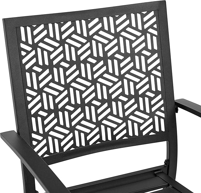 Yaheetech Outdoor Patio Dining Chairs Set of 2 with Armrests and Metal Frame, Stackable Heavy-Duty Metal Black Outdoor Chairs for Garden, Lawn and Yard