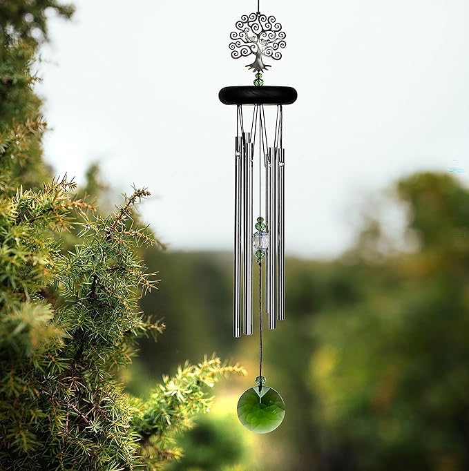 Woodstock Chimes Signature Collection, Crystal Tree of Life Chime, 19'' Decor Designs Wind Chimes for Outdoor, Patio, Home or Garden Décor (WFTE)