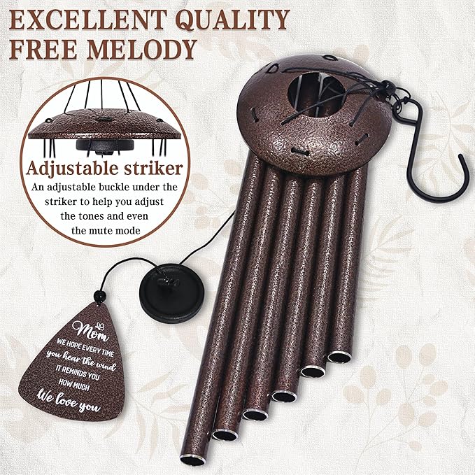 Gifts for Mom, 32" Bronze Wind Chimes, Mom's Birthday Gifts from Daughter Son, Mother in Law Gift, Best Mom Ever Gift for Birthday Christmas Mother's Day, Home Decor