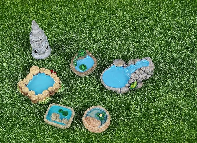 Mini Fairy Garden Accessories Kit, Micro Landscape Decoration Pond Bridge Ornaments, Miniature Figurines for Potted Plant Bonsai Terrarium Decor Little Plank Bridge (Purple)