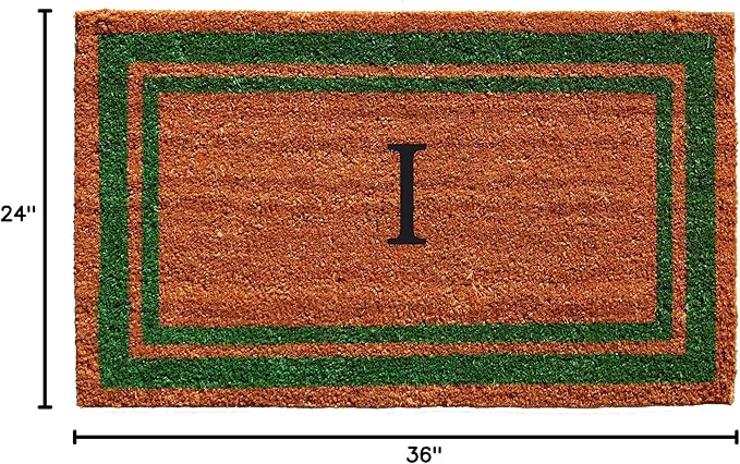Calloway Mills Green Border 24" x 36" Monogram Doormat (Letter I)
