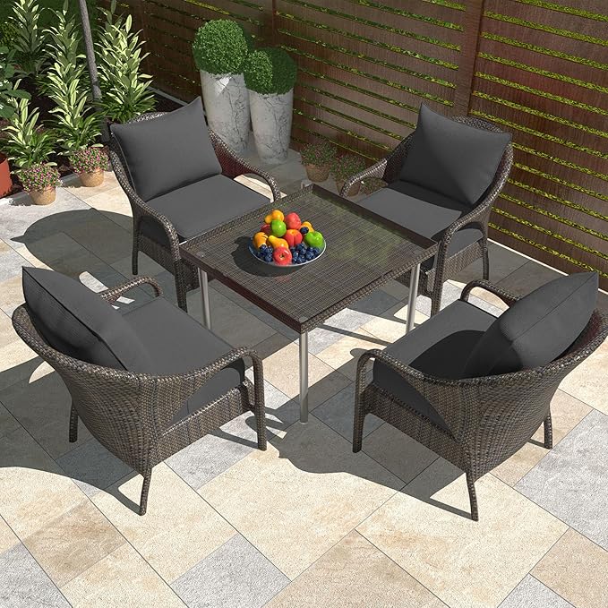 Outdoor Deep Seat Cushion Set, Fade Resistant Patio Chair Cushions, 24x24x6 Inch Patio Sofa Furniture Pad with Removable Cushion Covers (Dark Gray, 24''Lx24''Wx6''H-2pcs Set)