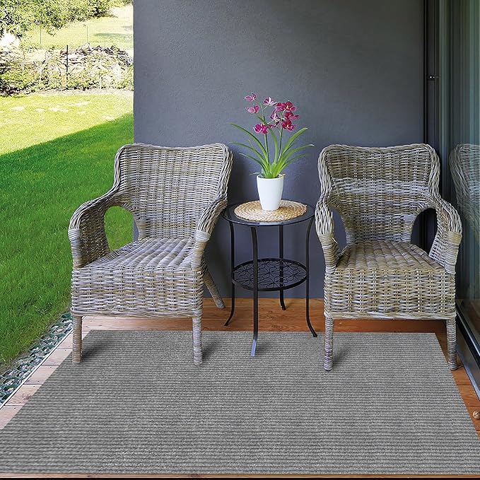Ottomanson Front Door Mat – Non Slip Scraper Mud Mat for High Traffic Entryways, RV & Patio – Dirt Trapping and Durable for Indoor & Outdoor Use – 2'7" x 5' – Gray
