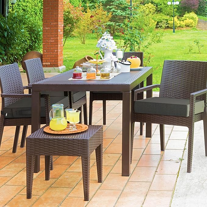 YENING 23x23 Memory Foam Outdoor Chair Cushions Waterproof 4 Inch Extra Thick Patio Seat Pads for Furniture Grey Set of 2