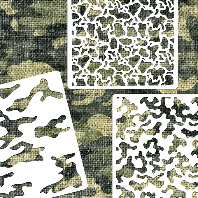 9 PCS 12 Inch Camouflage Stencils, Digital Camo Reusable Plastic Paint Templates for Painting on Wood, Camouflage Stencils House Furniture Fabric Wall Fabric DIY Crafts Decorations