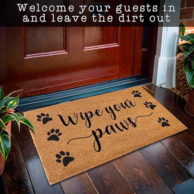 MAINEVENT Wipe Your Paws Doormat Outdoor 30x17 Inch, Door Mat Wipe Your Paws, Welcome Mat Coir Door Mat, Outdoor Mat, Cat Gift, Dog Gift, Cat Lover, Dog Lover