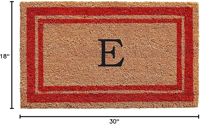 Calloway Mills 153031830E Red Border 18" x 30" Monogram Doormat, (Letter E)
