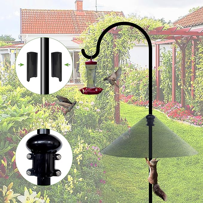 Squirrel Baffle for Bird Feeder Pole - 19 Inch for Shepherd’s Hook, Squirrel Proof Cone (1 Pack, Black)