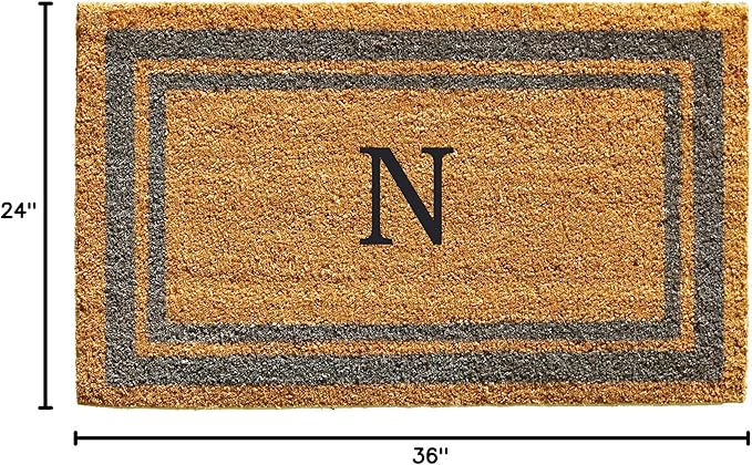 Calloway Mills 153022436N Periwinkle Border 24" x 36" Monogram Doormat, (Letter N)