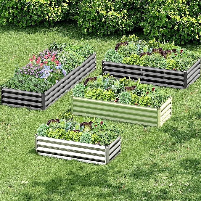 2PCS 6x3x1FT Galvanized Raised Garden Bed Kit, Galvanized Planter Raised Garden Boxes Outdoor, Large Metal Raised Garden Beds for Vegetables-Silver