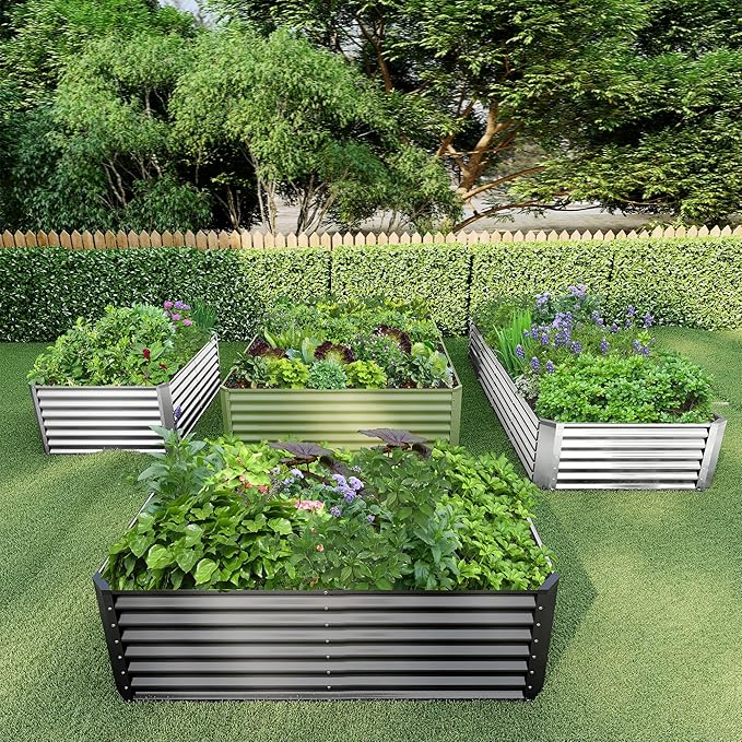 6x3x2FT Galvanized Raised Garden Bed Kit, Galvanized Planter Raised Garden Boxes Outdoor, Large Metal Raised Garden Beds for Vegetables-Green